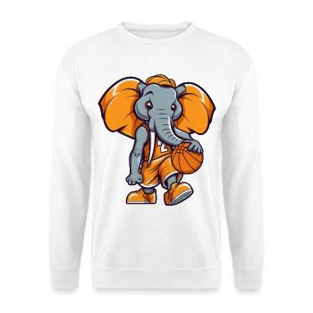 Basketballer Elefant - Unisex Pullover - Weiß - Vorne