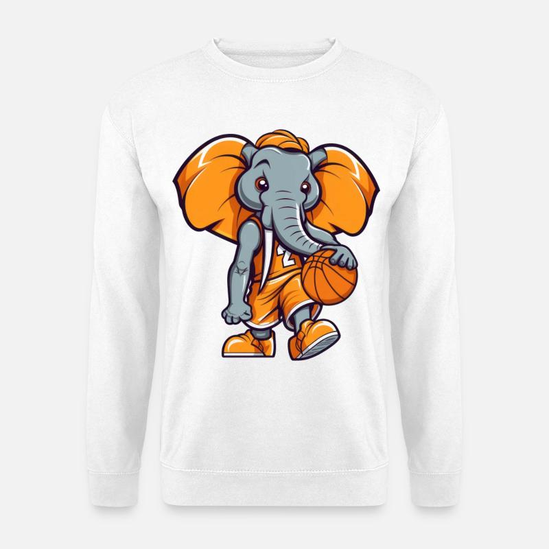 Basketballer Elefant - Unisex Pullover - Weiß
