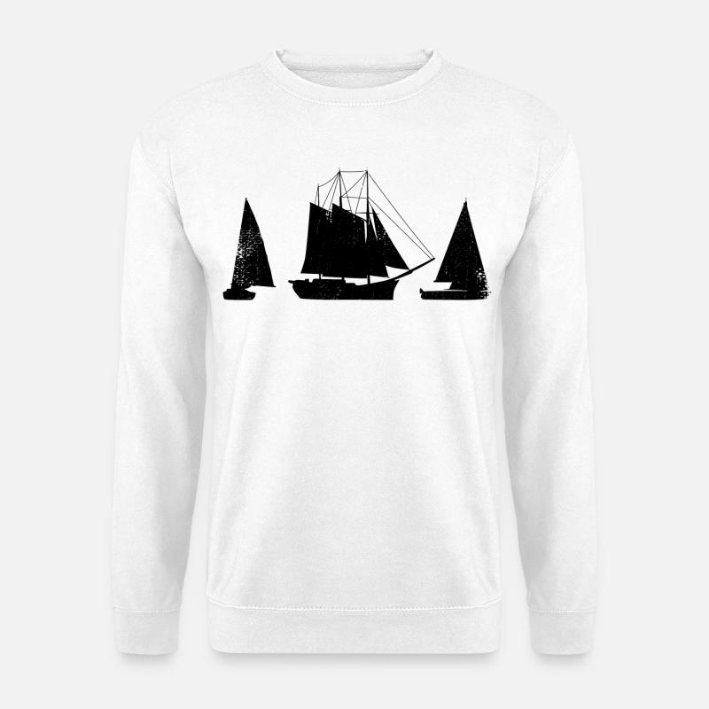 Segelboot Skizze - Unisex Pullover - Weiß