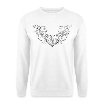 Herz Blätter Ornament Tattoo Schnörkel - Unisex Pullover - Weiß - Vorne