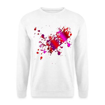ROT PINKES BLUT - HALLOWEEN KOSTÜME BLUTFLECKEN - Unisex Pullover - Weiß - Vorne - Alina (178cm) & Michal (187cm)