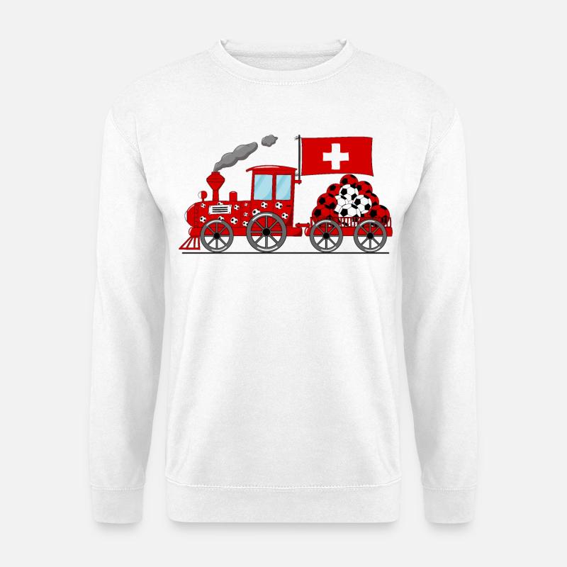 Schweiz Flagge Fußball Eisenbahn - Unisex Pullover - Weiß
