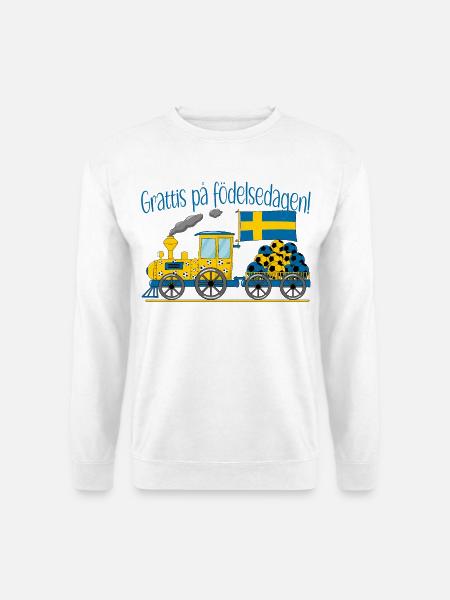 Grattis på födelsedagen Schweden Flagge Fußball - Unisex Pullover - Weiß