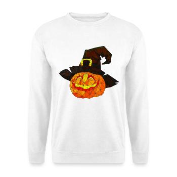 Polygonaler Halloween Kürbis dreieckige Poly Kunst - Unisex Pullover - Weiß - Vorne