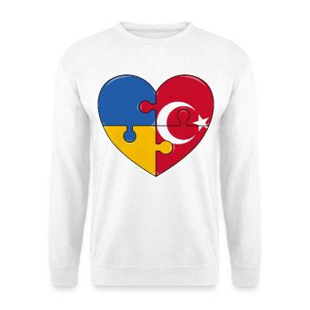 Puzzle du drapeau de l’Ukraine et de la Turquie - Sweat-shirt Unisexe - blanc - Devant