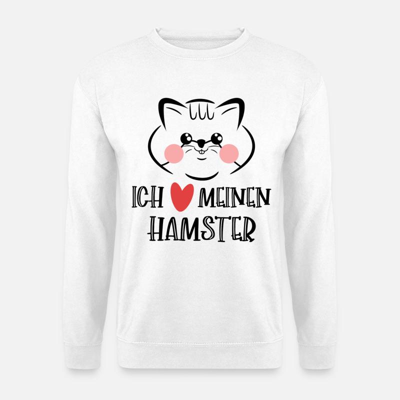 Hamster Herz Statement Lieblingstier Haustiere - Unisex Pullover - Weiß