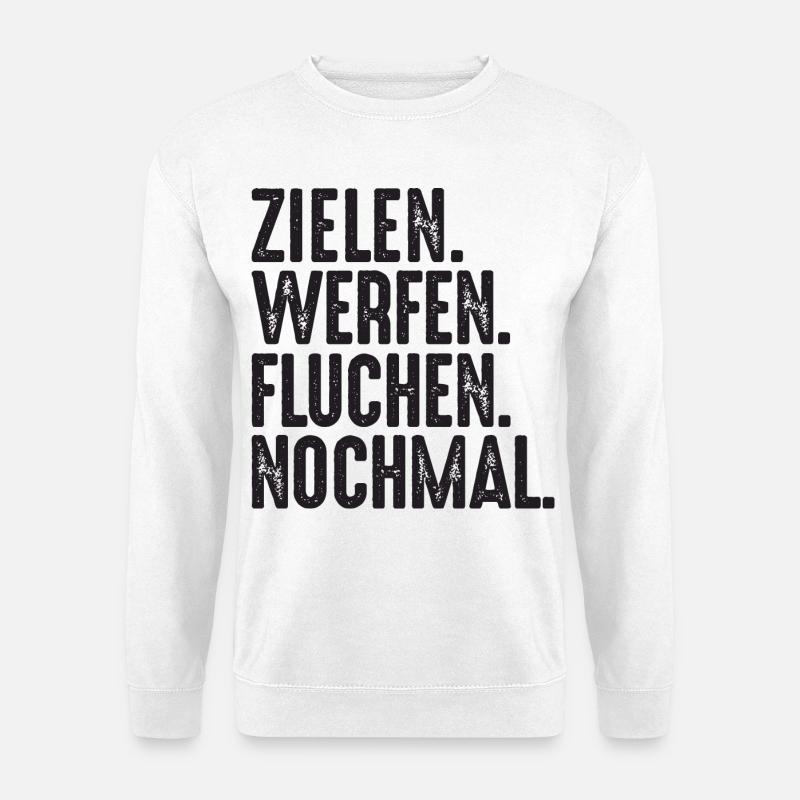 Zielen Werfen Fluchen Nochmal Spruch Bouler - Unisex Pullover - Weiß