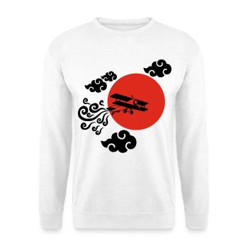Black Airplane and Red Sun - Unisex Sweatshirt - white - Front