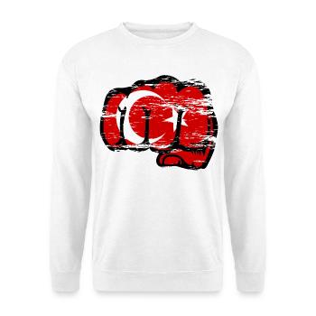Türkei Flagge Hand Faust used - Unisex Pullover - Weiß - Vorne
