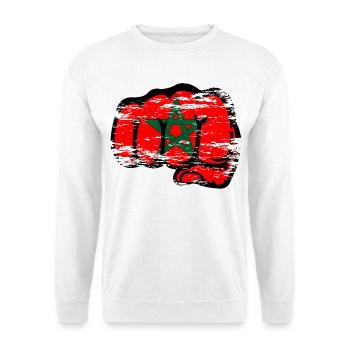 Poing de main du drapeau marocain utilisé - Sweat-shirt Unisexe - blanc - Devant