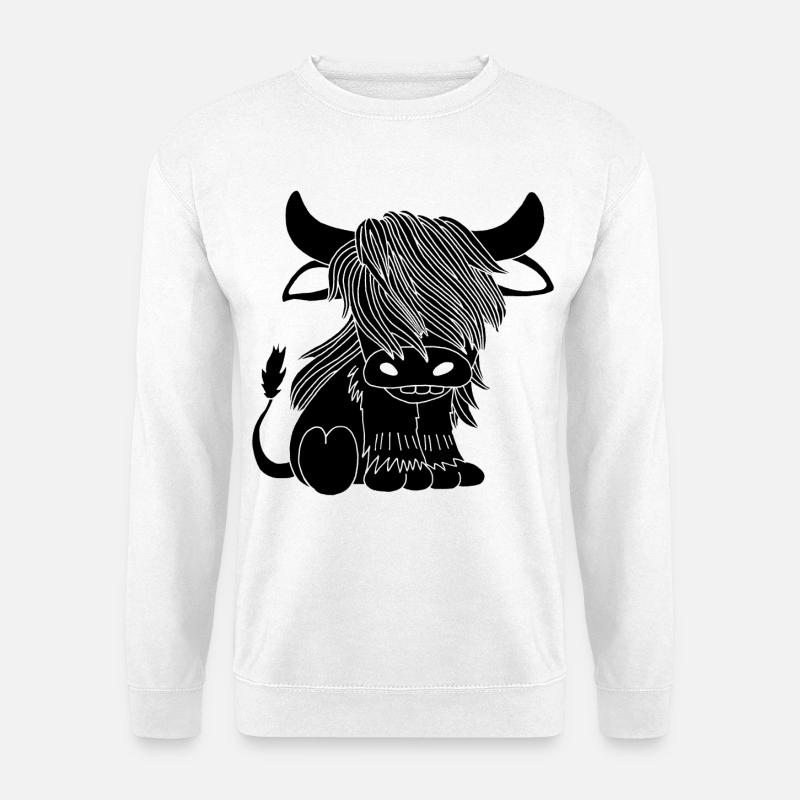Black long-haired cow - Unisex Sweatshirt - white