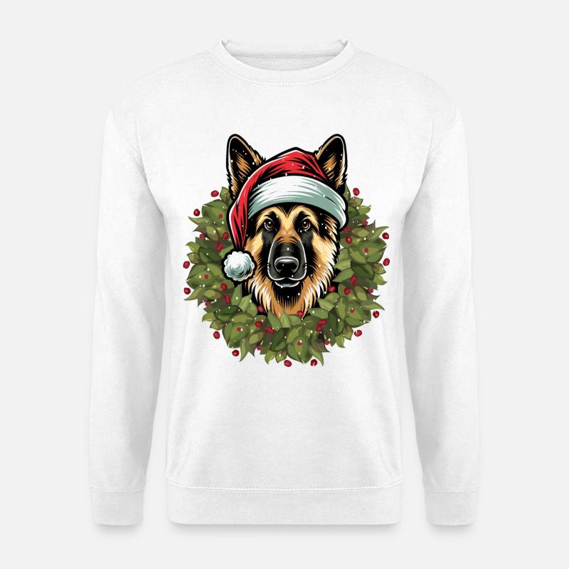Schäferhund Weihnachtsfreude - Unisex Pullover - Weiß