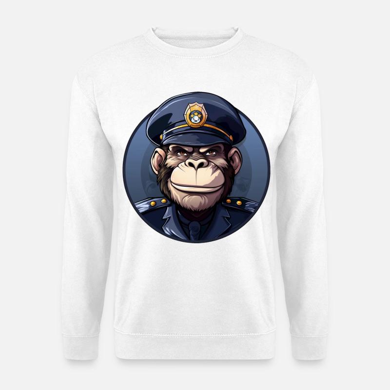 Affen Polizistin - Unisex Pullover - Weiß