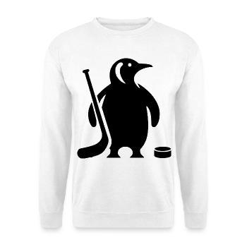 Minimalistische Pinguin Eishockey Silhouette - Unisex Pullover - Weiß - Vorne