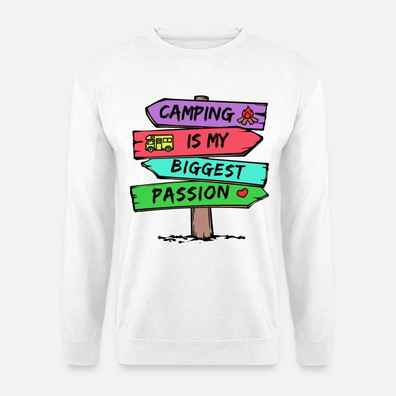 Camping Statement Wohnwagen Camper Urlaub Wanderer - Unisex Pullover - Weiß