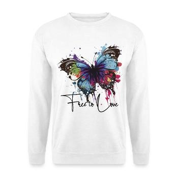 Rainbow Butterfly Splash free to love - Unisex Sweatshirt - white - Front