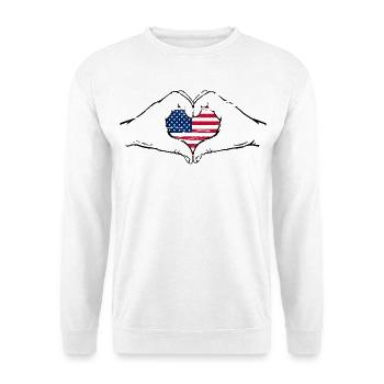 USA Flagge Herzform used - Unisex Pullover - Weiß - Vorne