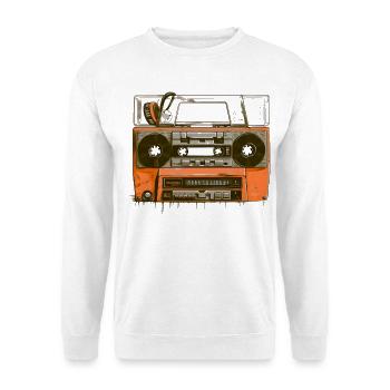 Retro Kassette T-Shirt Ghettoblaster Musik 80er - Unisex Pullover - Weiß - Vorne