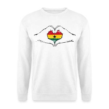Ghana Flagge Herzform used - Unisex Pullover - Weiß - Vorne