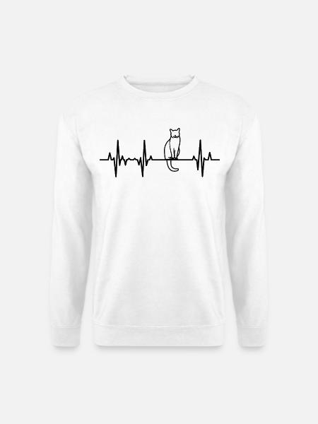 Cat ECG Heartbeat - Unisex Sweatshirt - white
