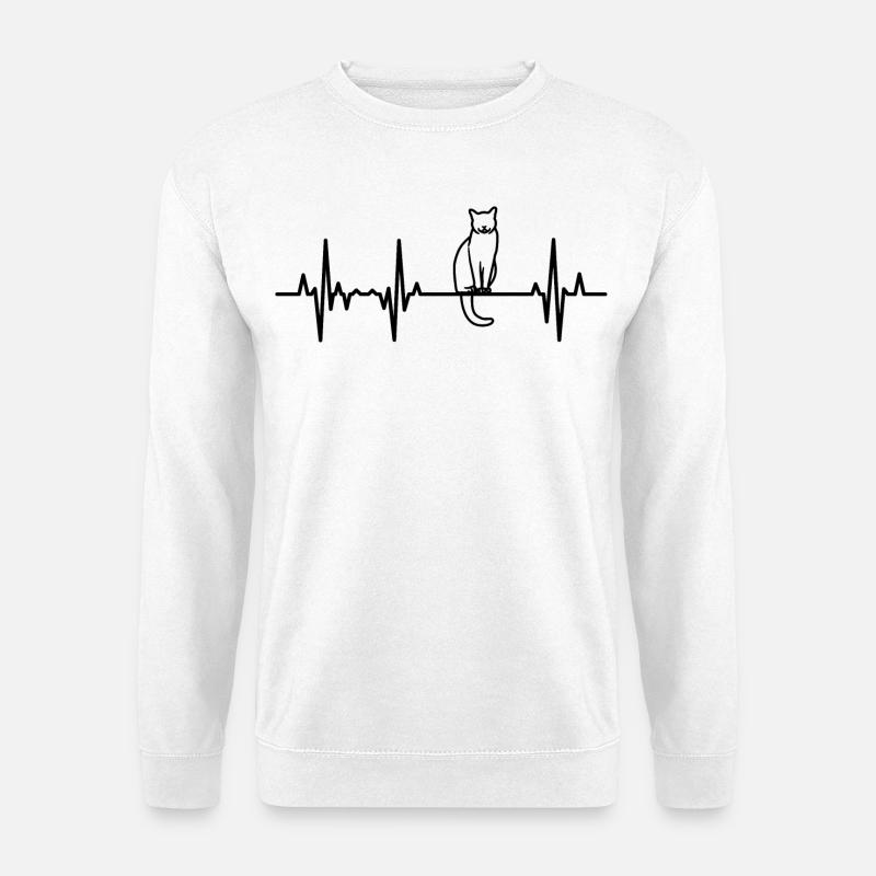 Cat ECG Heartbeat - Unisex Sweatshirt - white