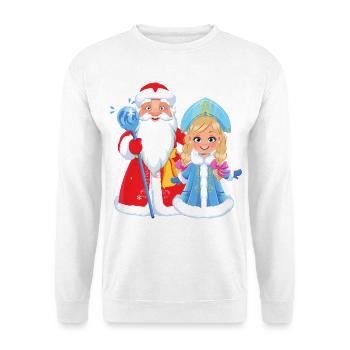 Ded Moroz Snegurotschka russischer Weihnachtsmann - Unisex Pullover - Weiß - Vorne