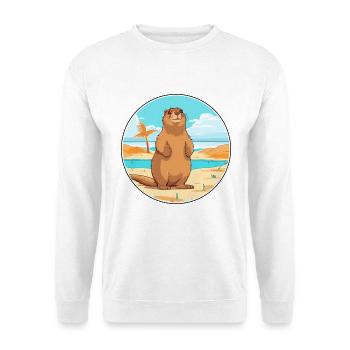 Murmeltier Aquarell Cartoon Kawaii Clipart Tier - Unisex Pullover - Weiß - Vorne - Alina (178cm) & Michal (187cm)