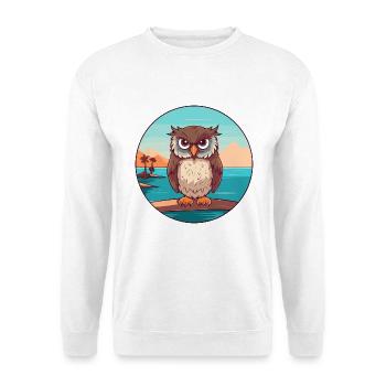 Owl Watercolor Cartoon Kawaii Clipart Animal - Unisex Sweatshirt - white - Front