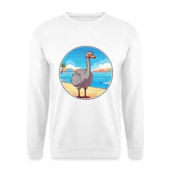 Ostrich Watercolor Cartoon Kawaii Clipart Animal - Unisex Sweatshirt - white - Front