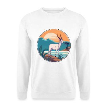 Oryx Aquarell Karikatur Kawaii Clipart Tier - Unisex Pullover - Weiß - Vorne - Alina (178cm) & Michal (187cm)