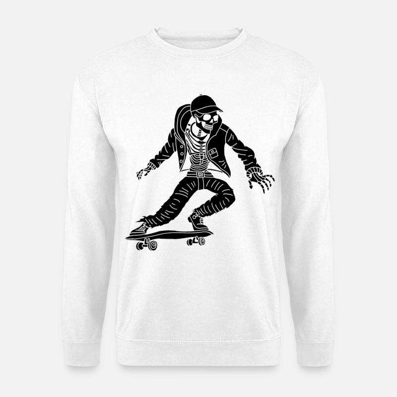 Black skeleton on skateboard - Unisex Sweatshirt - white