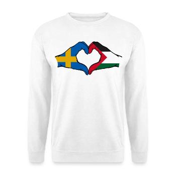 Sweden Palestine heart shape with hands - Unisex Sweatshirt - white - Front