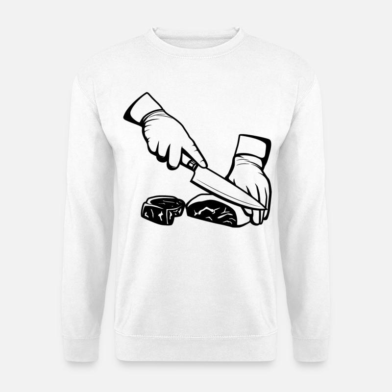 Fleisch schneiden - Unisex Pullover - Weiß