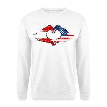 Austria USA heart shape with hands used - Unisex Sweatshirt - white - Front