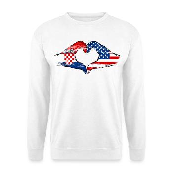 Croatia USA heart shape with hands used - Unisex Sweatshirt - white - Front