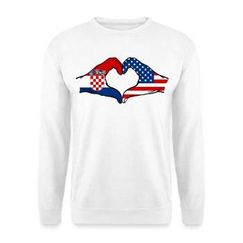 Croatia USA heart shape with hands - Unisex Sweatshirt - white - Front