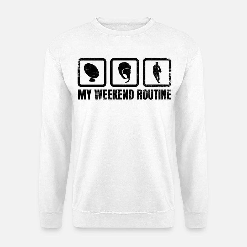 Rugbyspieler Wochenendplan - Unisex Pullover - Weiß