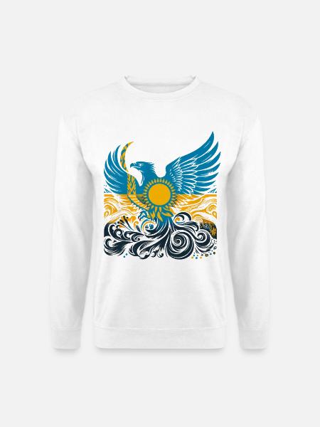 Kasachstan Adler Wappen Flagge Geschenk - Unisex Pullover - Weiß