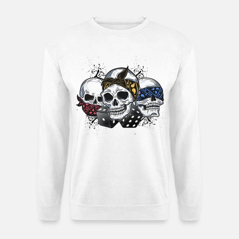 Kopfskelett Trio Würfel Bandana - Unisex Pullover - Weiß
