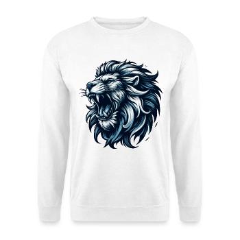 Löwe brüllt blau Geschenk - Unisex Pullover - Weiß - Vorne