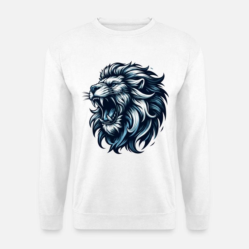 Löwe brüllt blau Geschenk - Unisex Pullover - Weiß
