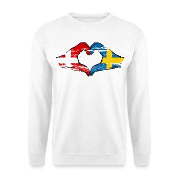 Denmark Sweden Heart Shape with Hands Used - Unisex Sweatshirt - white - Front