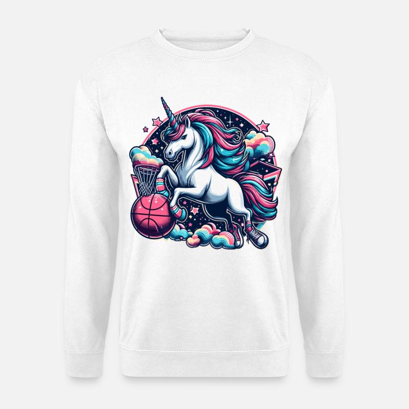 Basketball Einhorn Geschenk - Unisex Pullover - Weiß