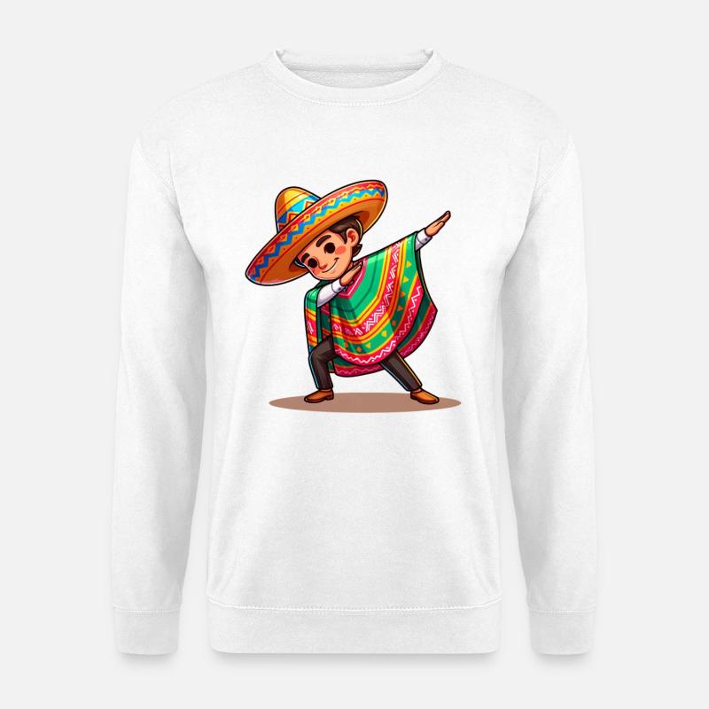 Mexican Poncho Costume Making the Dab. - Unisex Sweatshirt - white