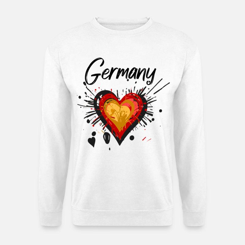 Deutschland Herz schwarz-rot-gold Flagge - Unisex Pullover - Weiß