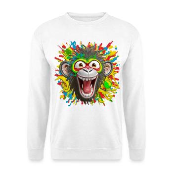 Portrait/Tête de Singe Rasta Coloré Eclaté de Rire - Sweat-shirt Unisexe - blanc - Devant