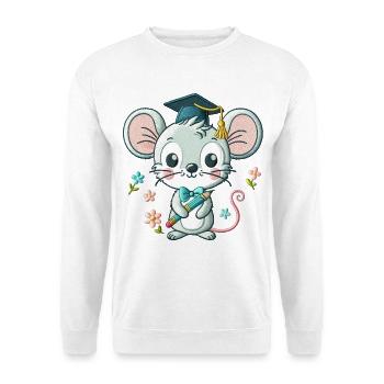Graduation Mouse Illustration - Unisex Sweatshirt - white - Front