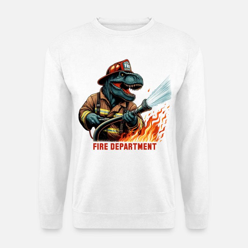 Pompier T-Rex cadeau - Sweat-shirt Unisexe - blanc