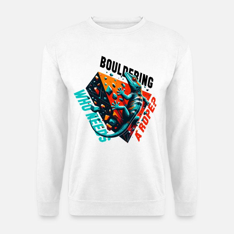 Bouldern Gecko Seil? Geschenk - Unisex Pullover - Weiß