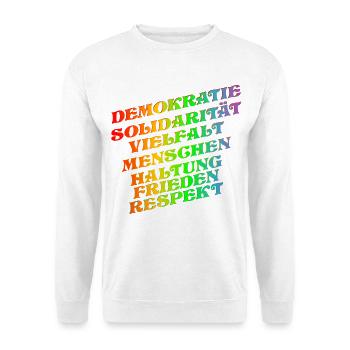 DEMOKRATIE SOLIDARITÄT VIELFALT - Unisex Pullover - Weiß - Vorne